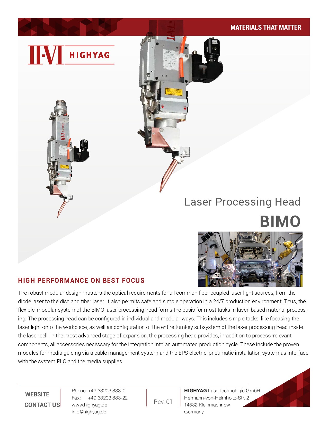 Laser Processing Head BIMO -Highyag